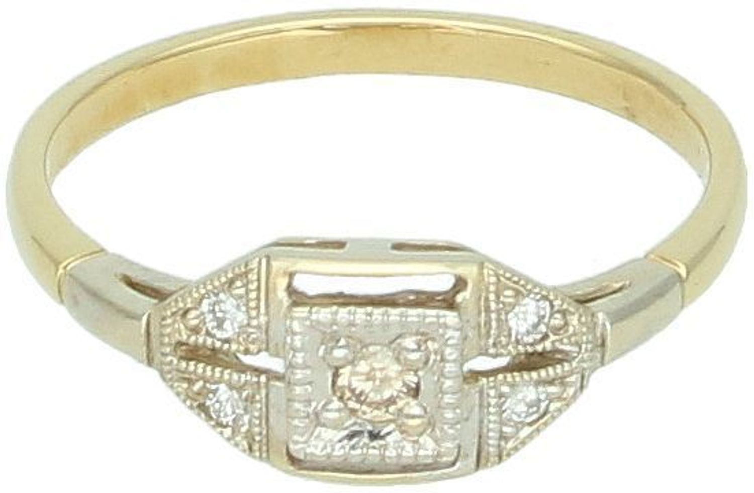 Złoty Pierścionek z 9 Diamentami 0,08 ct – Żółte Złoto 585  Klasyka z Charakterem.jpg